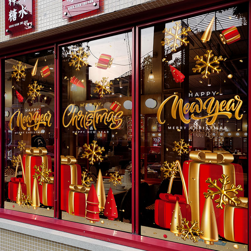 圣诞节装饰静电玻璃贴门贴纸