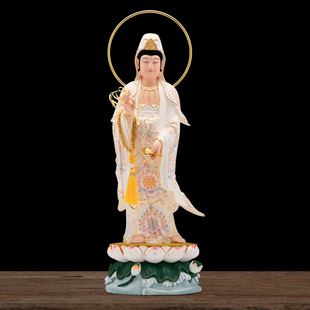 香樟木白衣观音大士普渡慈航神像站莲花观世音菩萨佛像正法明如来