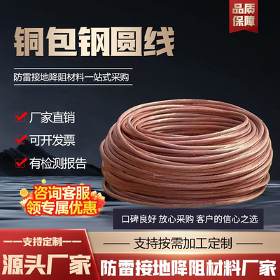 防雷铜包钢圆线防雷接地线铜包钢圆钢接地圆线铜覆钢圆线镀铜圆线