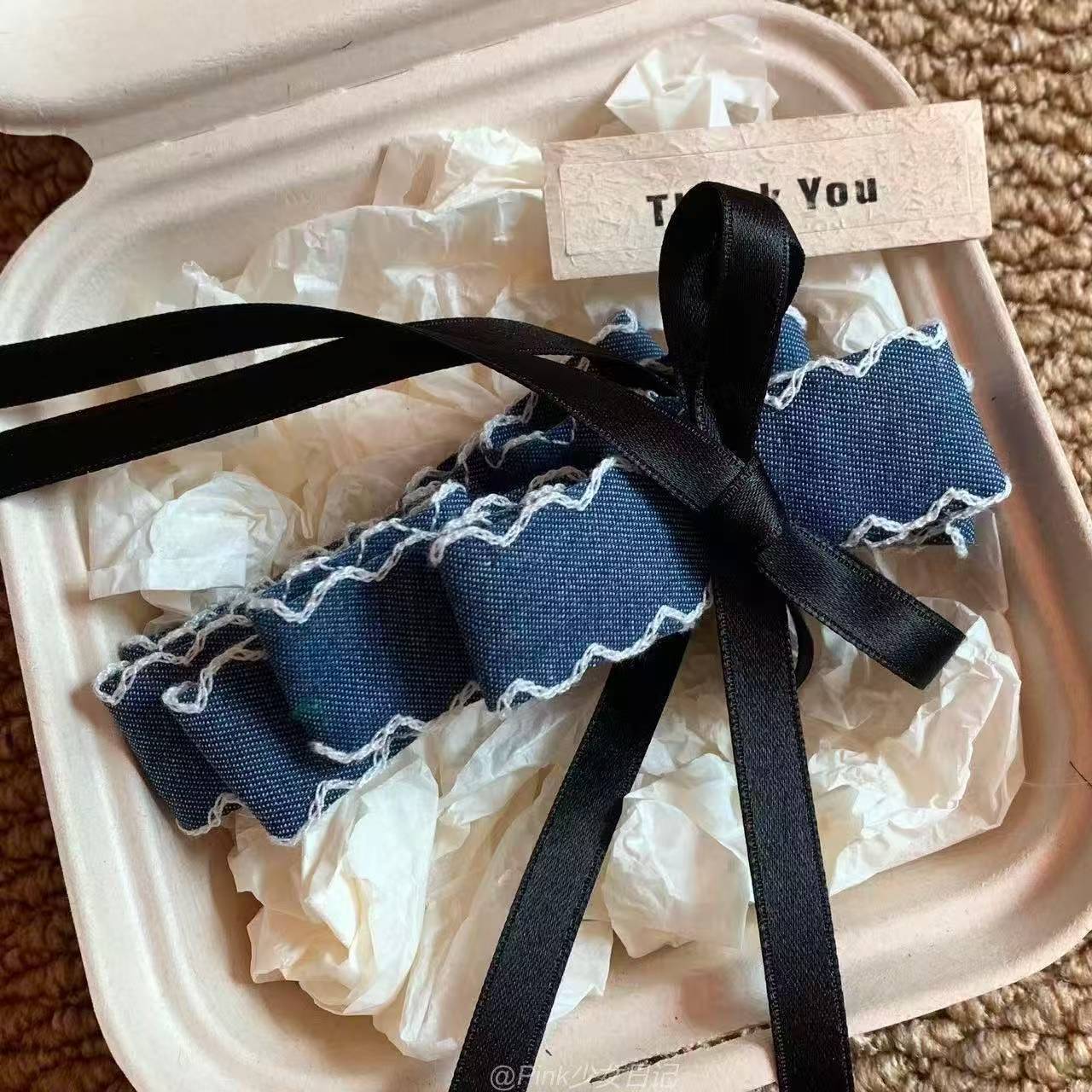 小众设计云朵牛仔蝴蝶结香蕉夹