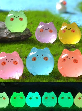 新款可爱迷你夜光小猫微景观摆件