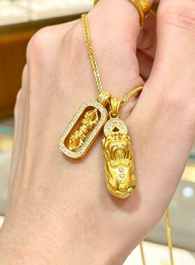 金包银貔貅金刚杵吊坠女韦雪同款项链转运珠降魔杵锁骨链挂坠礼物