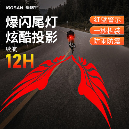 爱格生创意自行车尾灯爆闪警示灯