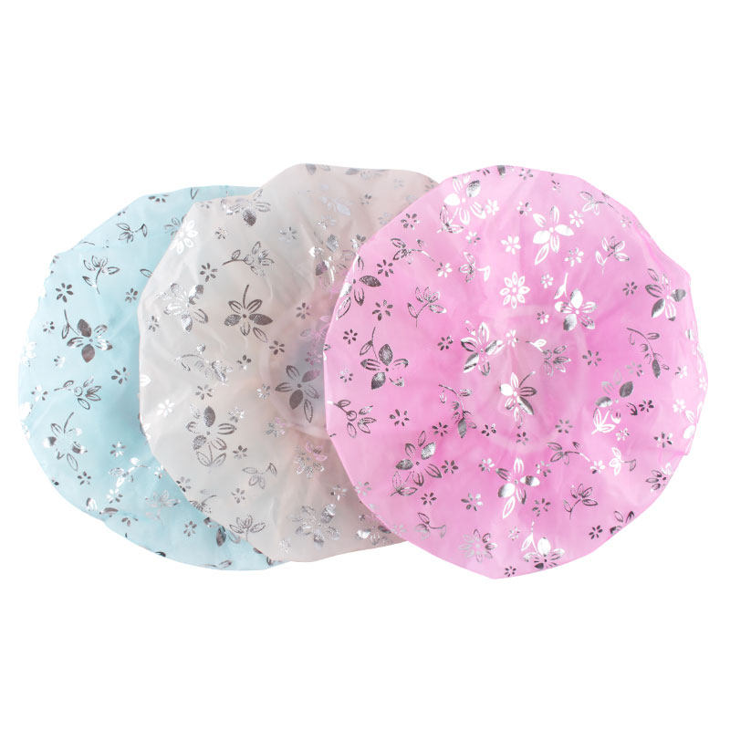 妙美蕾丝花边双层防水浴帽加厚家用彩色护发焗油帽 防淋湿沐浴帽