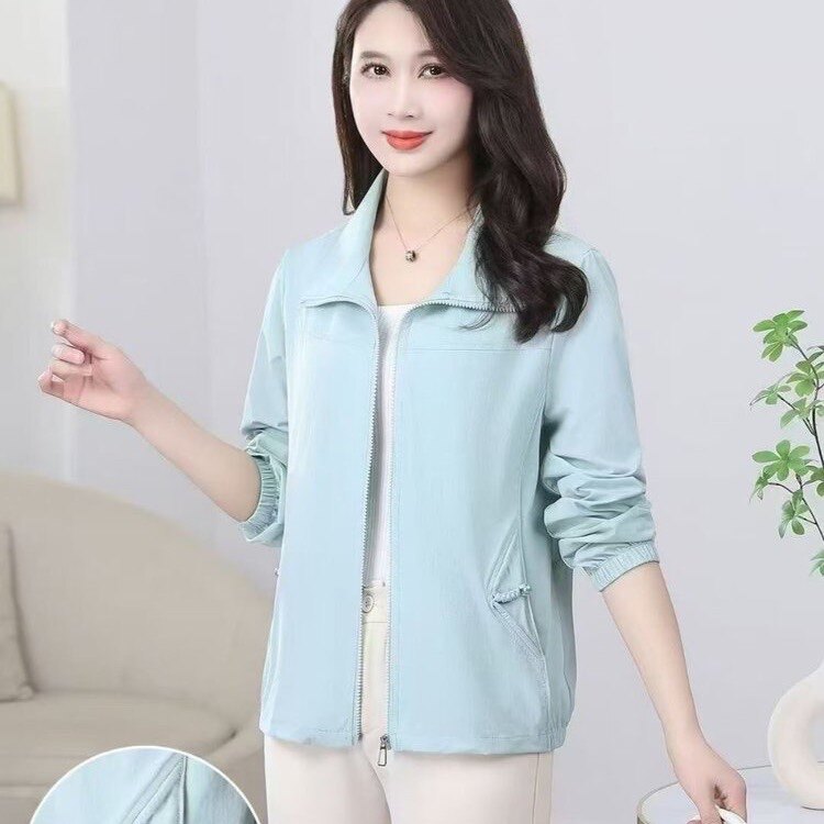 端庄大气妈妈春装显年轻外套中老年女装春秋季翻领夹克休闲上衣服