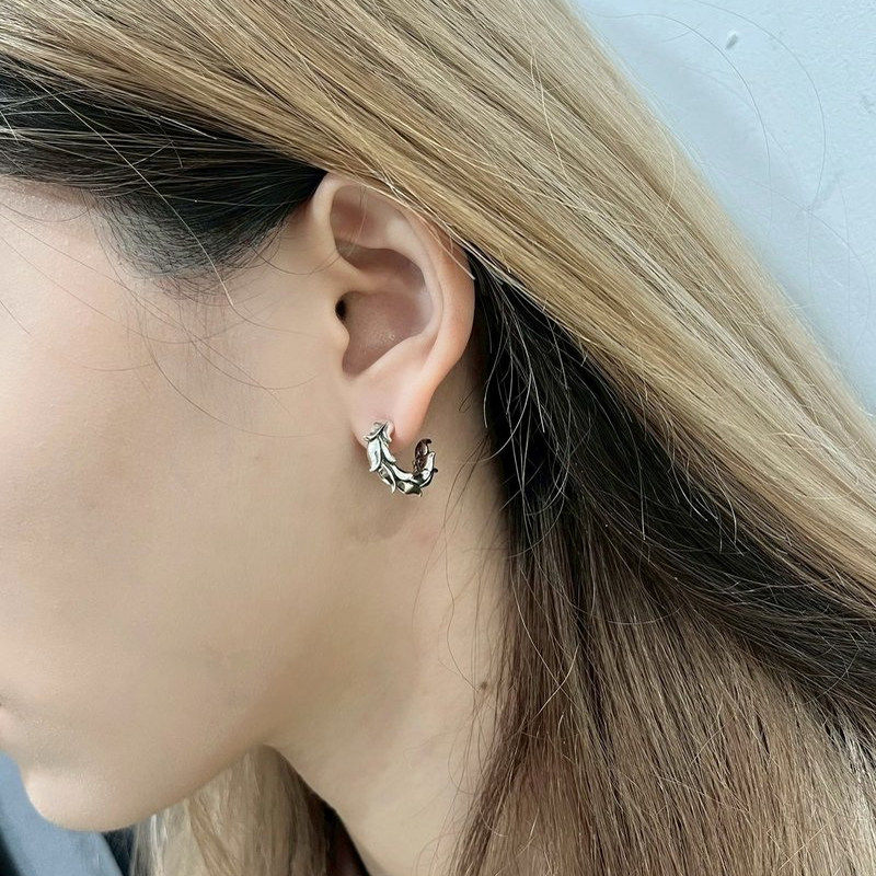 EBXBZ银色圆环耳环女气质简约小众设计师高级感耳饰