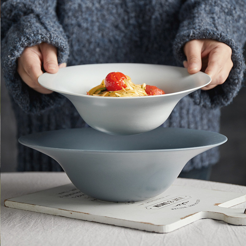 餐厅沙拉意面盘草帽盘西式汤盘草帽碗西餐盘家用陶瓷餐具纯色盘子,餐饮具,碗,淘宝优惠券,粉丝福利购,淘宝优惠卷