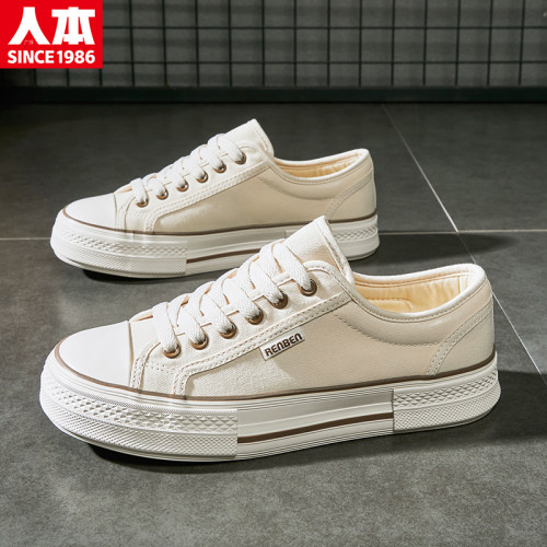 人本透气帆布鞋休闲低帮厚底男鞋