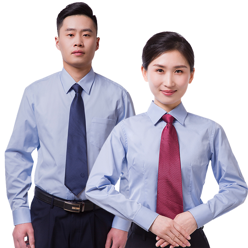 荻梁制服内衬衣女男内穿蓝色衬衫春秋套装冬工作服装工装裤子现货