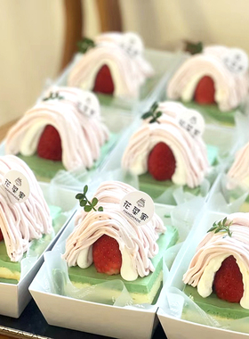 圣诞草莓屋包装盒加高蛋糕卷盒子奶油卷千层切块棉被卷慕斯盒子