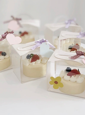 日式草莓卷手提盒千层打包盒蛋糕卷慕斯切块包装盒手提盒白色纸盒