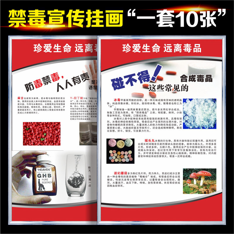 社区学校禁毒宣传标语墙贴标语 青少年吸毒危害海报毒品危害宣教图