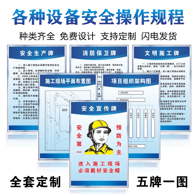 标语机械操作规程员工守则标识警五牌一图建筑施工地语标志牌定制做