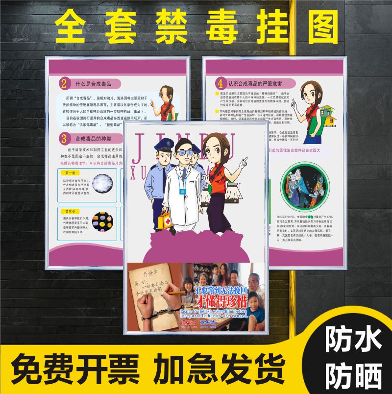 毒品的认识挂图防范新型毒品墙贴纸禁毒宣传海报常见毒品的危害毒品