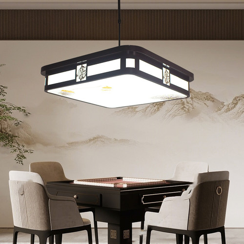 棋牌室新中式伸降吊灯