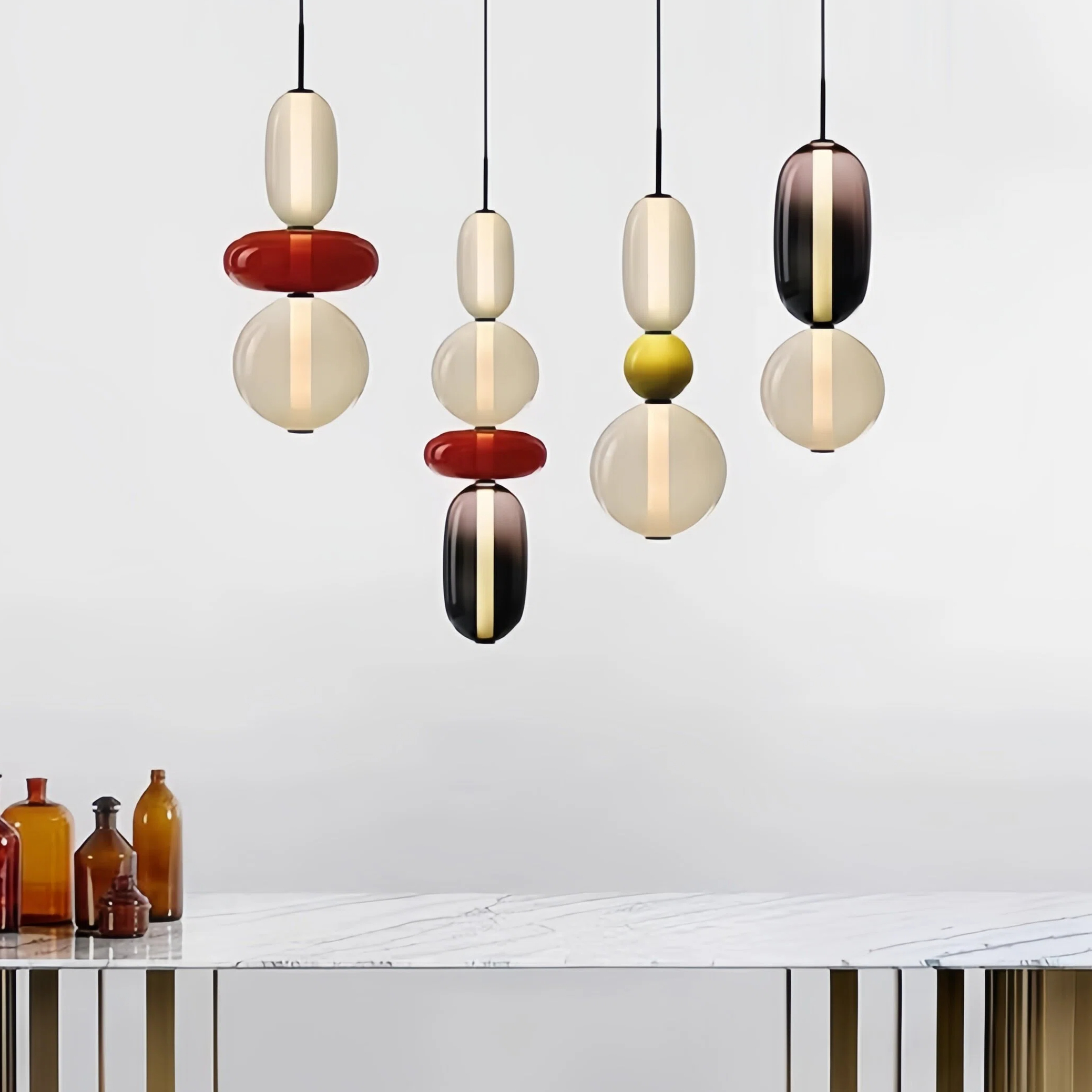 现代简约彩色棒棒糖卧室床头吊灯创意个性餐厅氛围灯设计师吧台灯