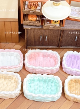 定制仿真方形baby编织筐篮子diy奶油胶树脂饰品配件娃屋摆件装饰