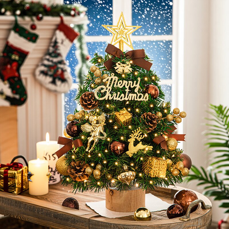 2025年圣诞节新款装饰小型迷你桌面摆件diy圣诞树木桩款