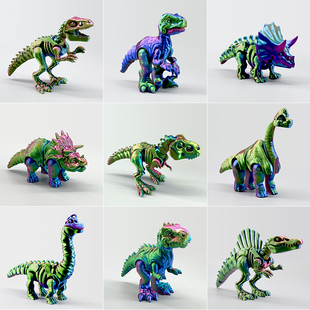 立体3D打印恐龙骨架霸王龙关节可动创意三地儿童玩具棘龙模型摆件