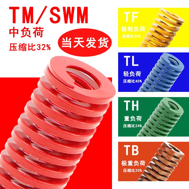 红色模具弹簧国产65mn日标扁线矩形高强度压簧中负荷型TM/SWM