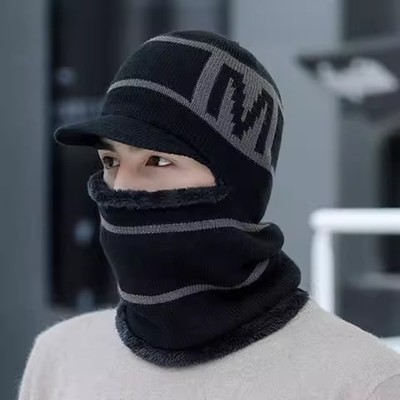 围脖帽子一体男款秋冬季骑车