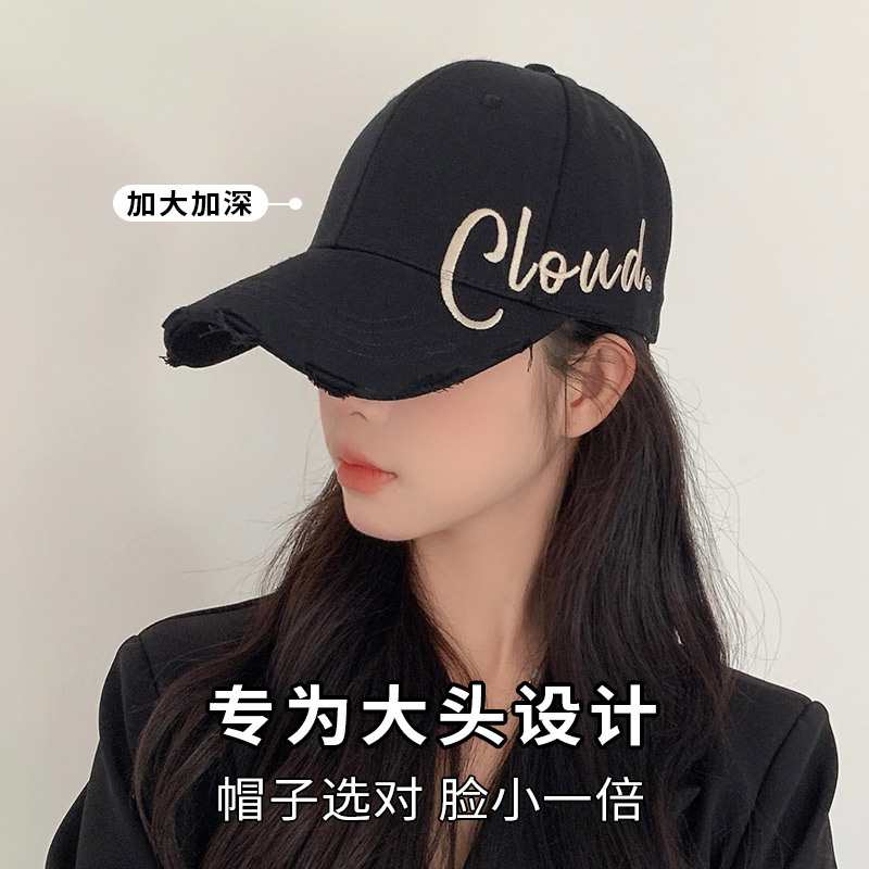 黑色硬顶鸭舌帽女夏季字母