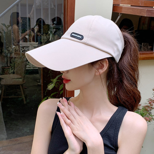 可扎马尾加长帽檐鸭舌子女夏