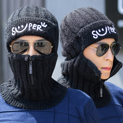 帽子男士冬天毛线骑车蒙面