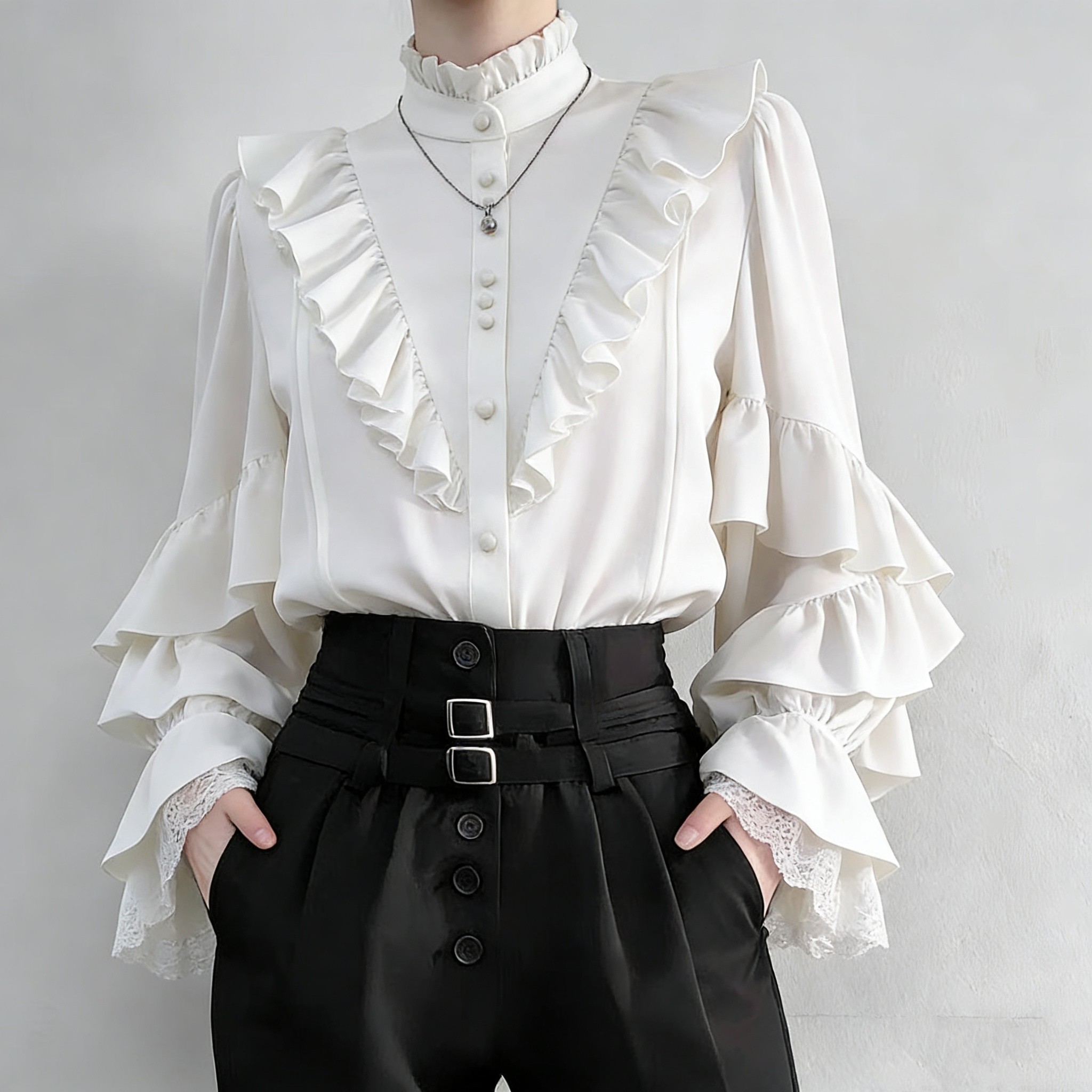 王子系套装2026新款哥特风白色衬衫蝙蝠袖宽松Lolita红色男女衬衣,模玩/动漫/周边/娃圈三坑/桌游,lolita衬衫/内搭,淘宝优惠券,粉丝福利购,淘宝优惠卷