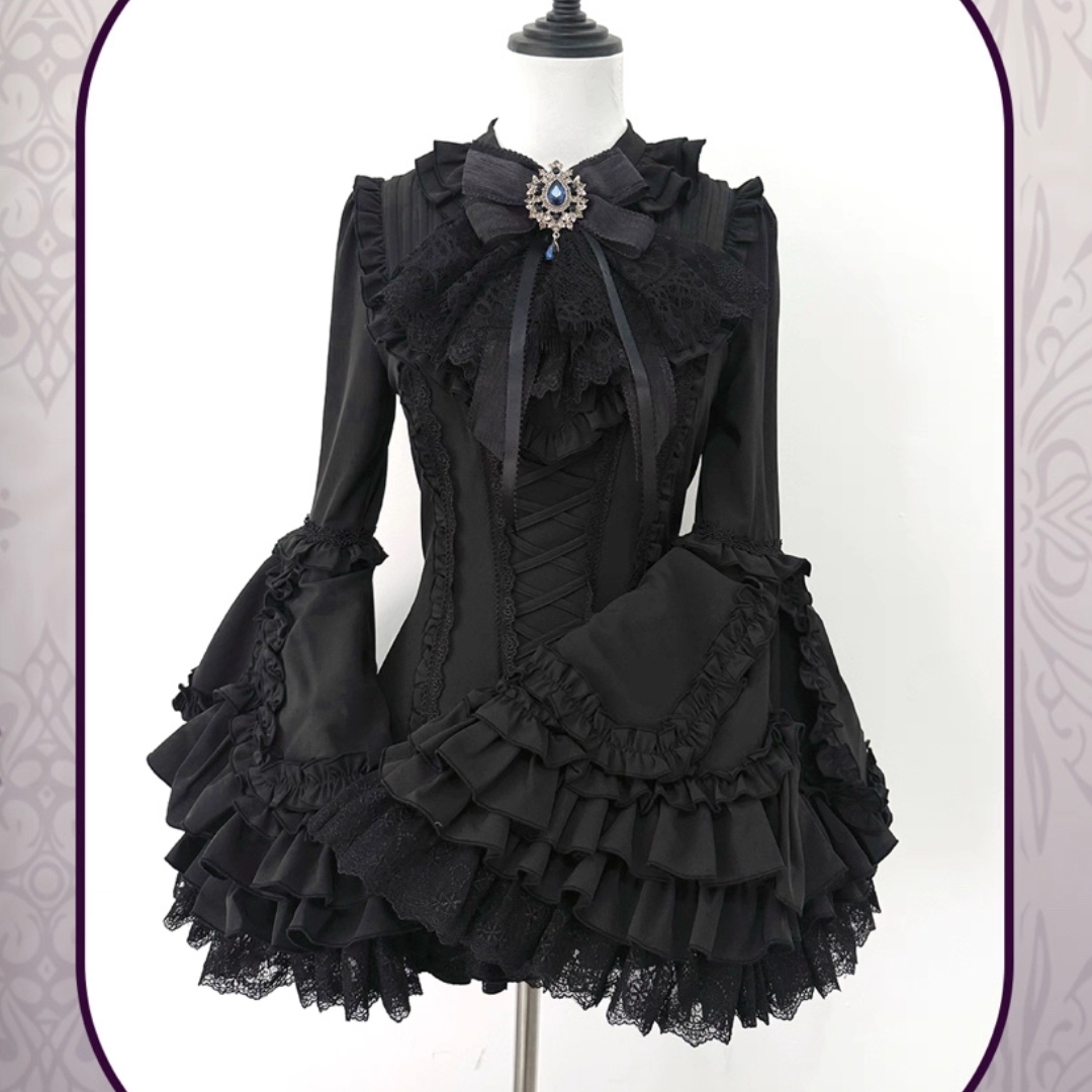 黑色哥特风lolita姬袖内搭衬衫