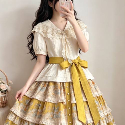 Lolita帕丽拉短袖内搭中古衬衫女