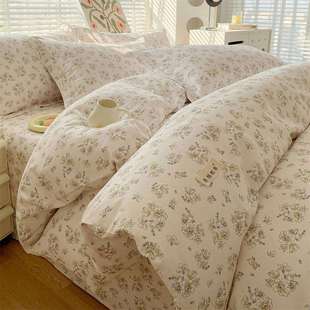 全棉老粗布加厚单被套纯棉150x200x230夏季 棉麻床单人宿舍四件套