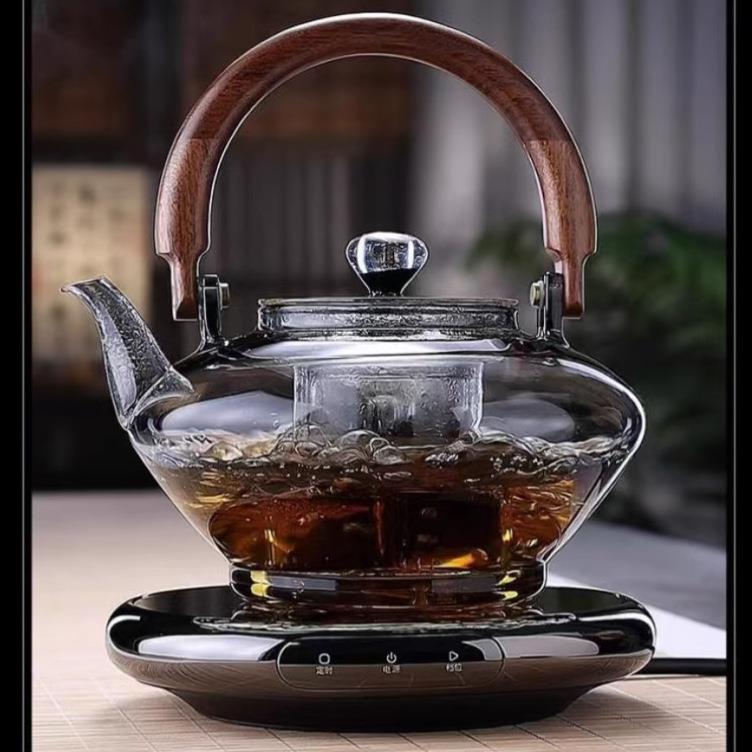 轻奢耐热加厚玻璃茶壶四代喷淋式家用提梁茶壶电陶炉蒸煮两用茶壶