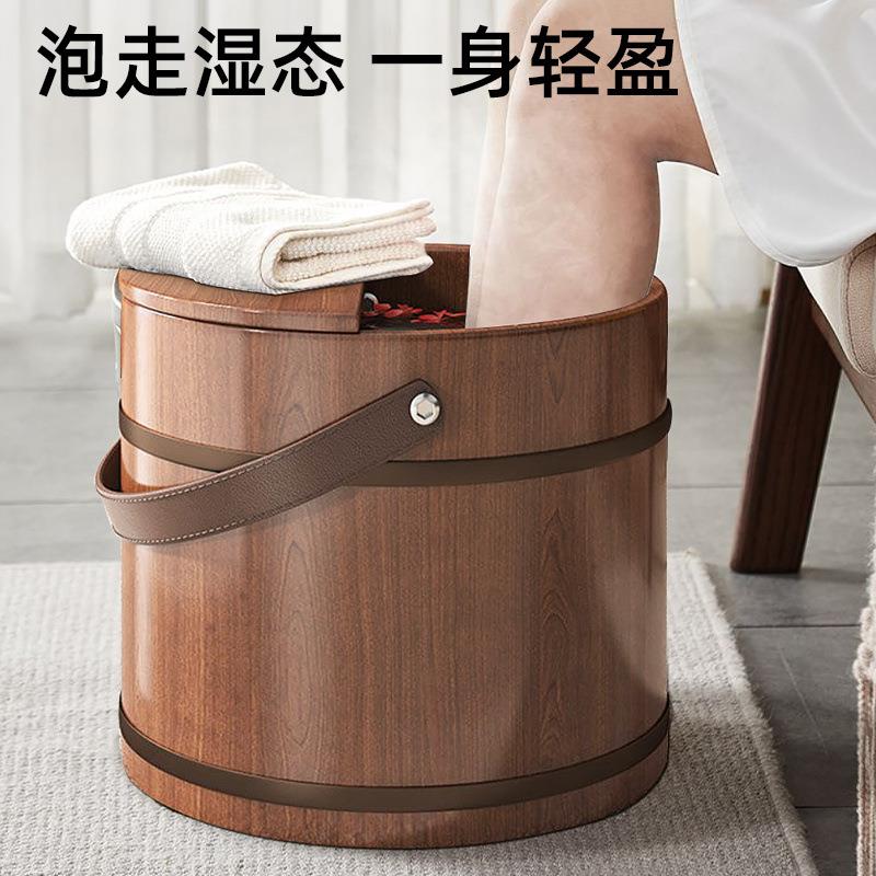 加厚柏木泡脚桶保温直销手提木桶实木洗脚盆按摩泡脚足浴木盆