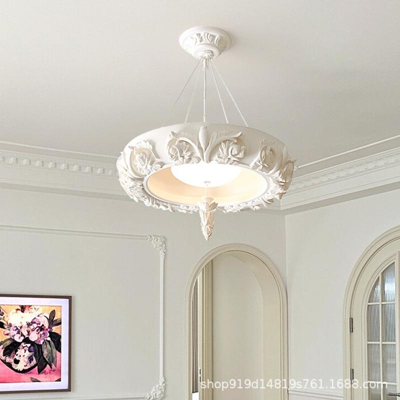 Athena法式吊灯设计师雕花石膏轻奢复古客厅主灯创意意式餐厅灯具