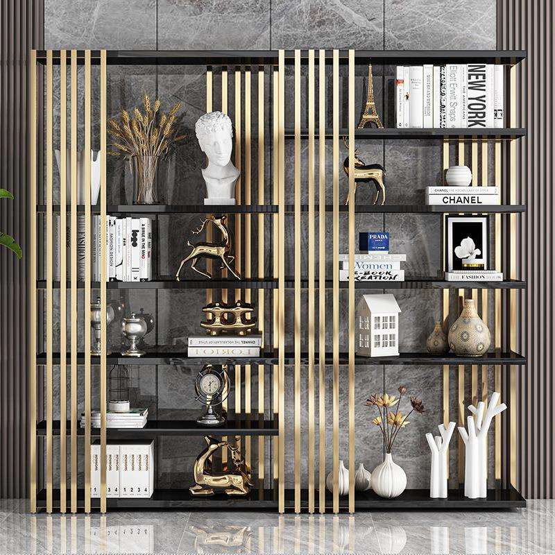轻奢书架不锈钢书柜装饰展示架落地博古架客厅隔断金属置物架现代