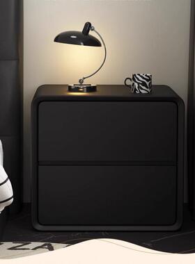 床头柜轻奢高级感实木一体黑色床边柜小型家用双层储物床头收纳柜
