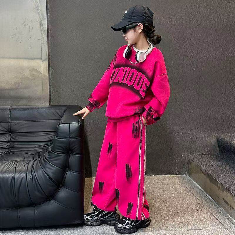 女孩秋季潮酷洋气时髦卫衣秋装中大童洋气2025新款长袖休闲两件套