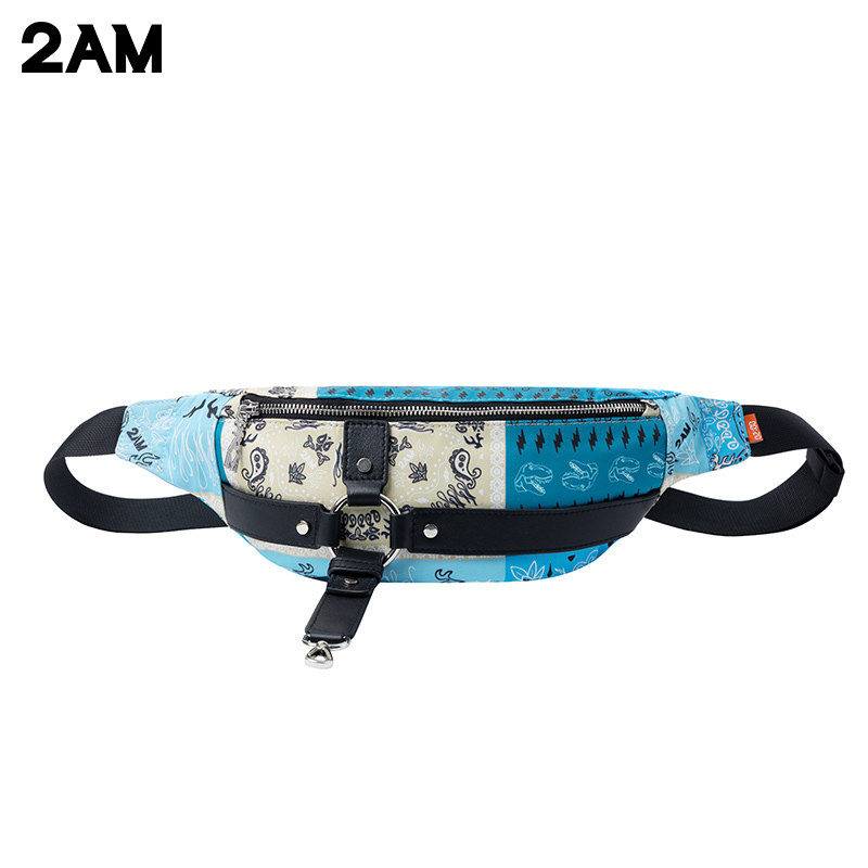 2am潮牌灰标系列 2023年新款男斜挎包腰包拼接街头潮流休闲胸包