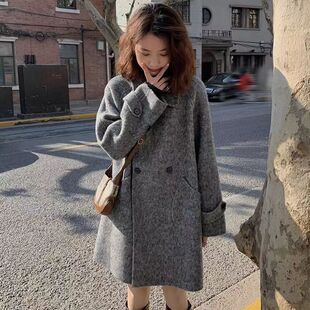 新款小香风双面羊绒大衣女秋冬高端a版斗篷赫本加厚羊毛呢外套