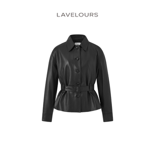 LAVELOURS 头层小羊羔皮衣宽松短款风衣休闲外套