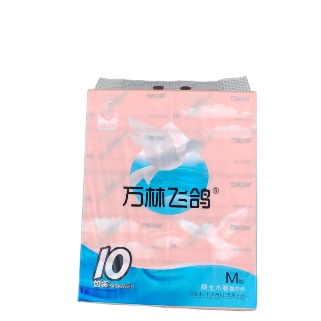 万林飞鸽6层抽纸3包装干湿两用原生木浆面巾纸家用 - 实物图