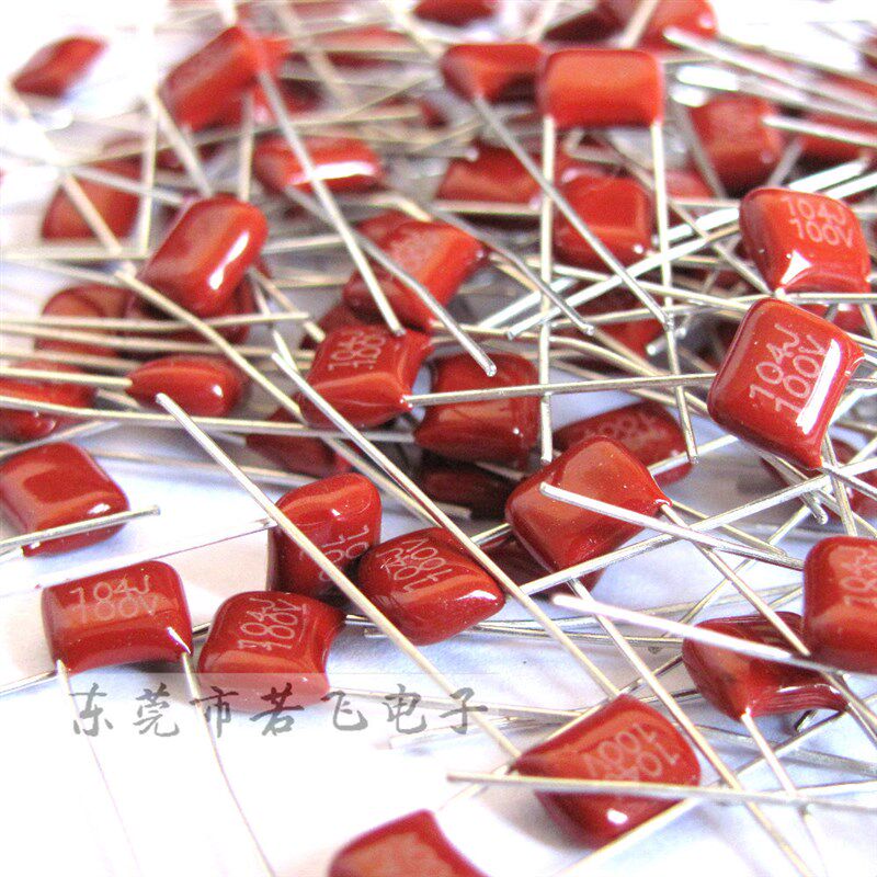 1000只 CL21X聚酯薄膜电容104J100V 脚距5 CBB电容0.1uF 100V104J