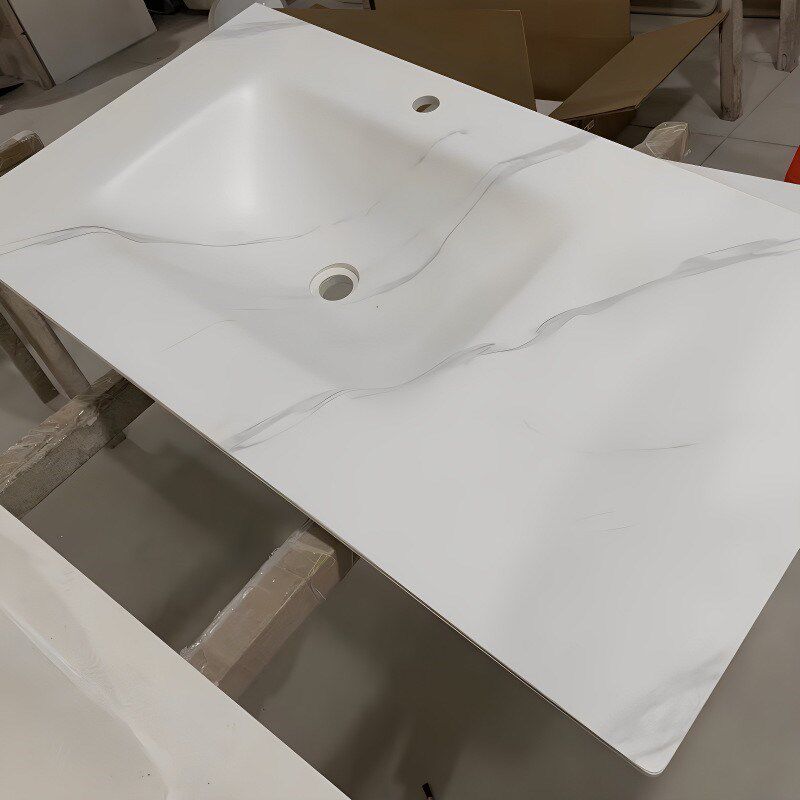热弯岩板一体盆单盆双盆偏盆卫生间一体成型洗漱台酒店洗手台定制