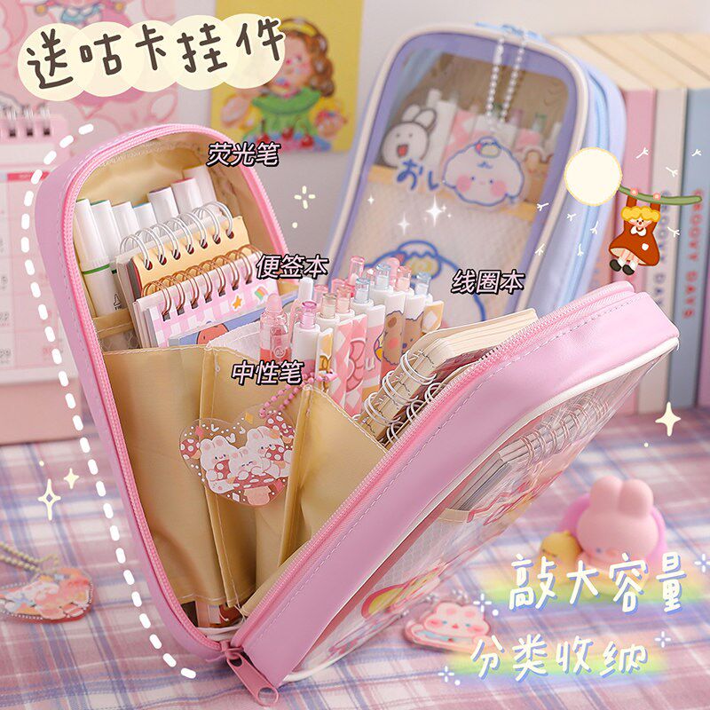 笔筒式笔袋文具盒一年级男孩线条小狗男童实用型女孩小众不撞款竖