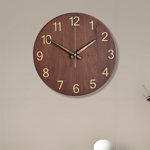 黑胡桃实木创意钟挂钟客厅家简单石英钟大气餐厅挂钟中世纪钟