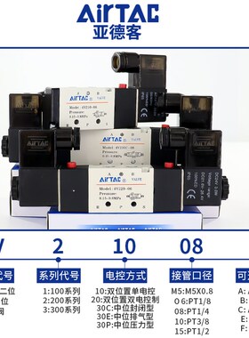 精选原装亚德客电磁阀4V210-08 4V220-08 4V230C 4V230E-06AC220v