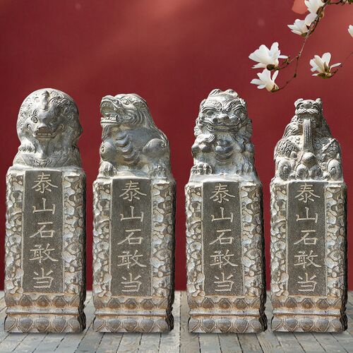仿古青石泰山石敢当拴马桩貔貅石狮子吸水兽麒麟龙石头雕刻兽头
