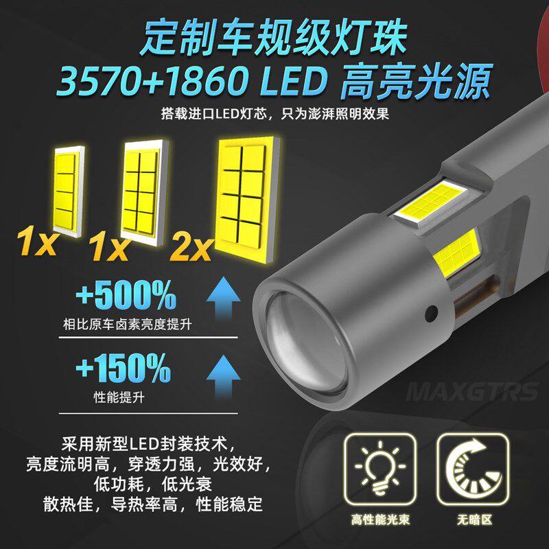 三面发光12V汽车LED透镜前雾灯泡H11 H8雾灯3900K暖黄光超亮大灯