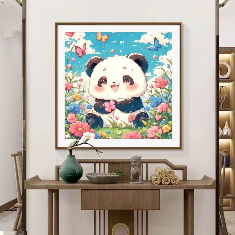 珠绣十字绣全珠子绣 卡通熊猫萌宠熊猫 新款卧室新款彩珠绣串珠绣
